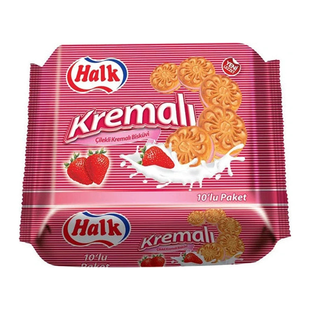 Halk Kremalı Bisküvi 10’lu Paket Çilekli